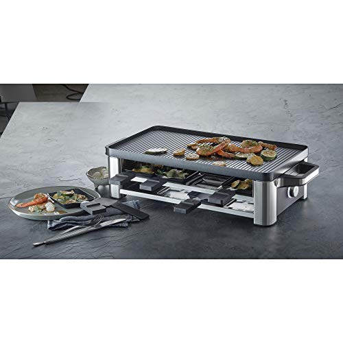 Raclette Grill 1500W – 8 Personas, Acero Inoxidable